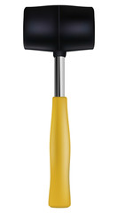 Sledge hammer tool with plastic handle isolated on white