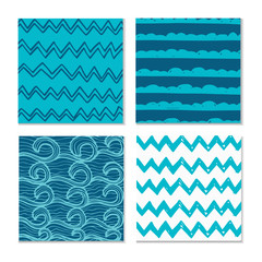 Set of four abstract hand-drawn wave patterns.