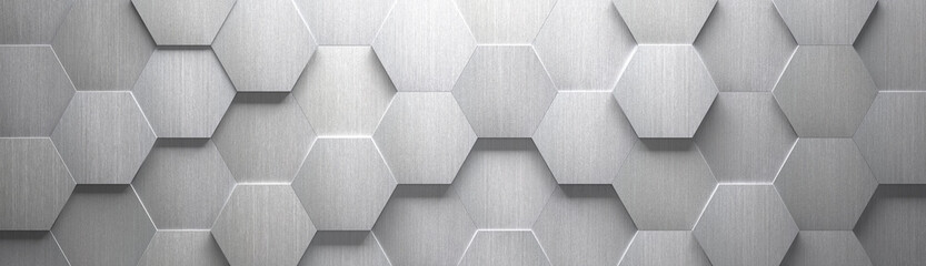 Wide Brushed Metal Hexagon Background (Site head) (3d illustration)