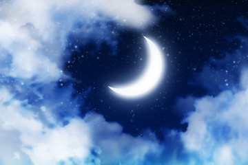 Obraz premium Crescent Moon over Starry Sky