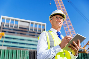 Engineer builder at construction site