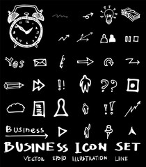 Business set sketch vector ink doodle on chalkboard eps10