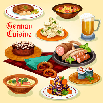 German cuisine national dishes cartoon icon