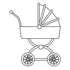 Fototapeta na wymiar baby carriage wheel decoration outline vector illustration