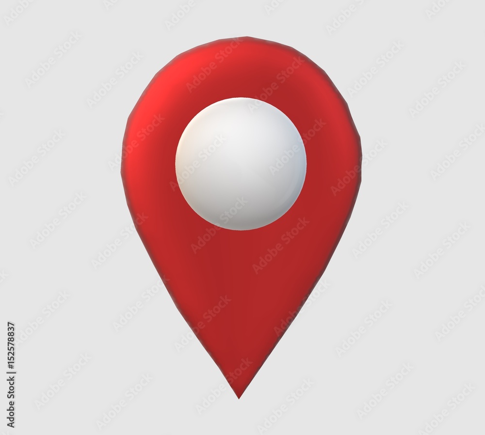 Poster 3d map pin on white background. red map pointer icon. 3d red map pin sign.