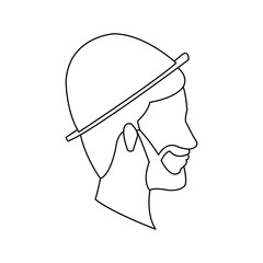 bearded head man profile with hat outline vector illustration
