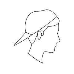 avatar head guy young profile outline vector illustration