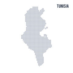 Vector dotted map of Tunisia isolated on white background .