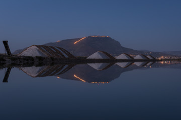 Tramonto alle saline di Trapani,Erice, Sicilia