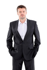 Happy business man on an isolated background