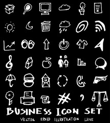 Business set sketch vector ink doodle on chalkboard