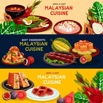 Malaysian cuisine and asian food banner set