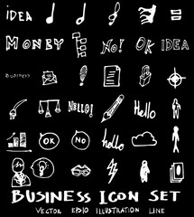 Business set sketch vector ink doodle on chalkboard