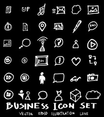Business set sketch vector ink doodle on chalkboard