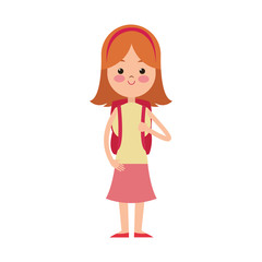 cute girl student elementary cheerful vector illustration