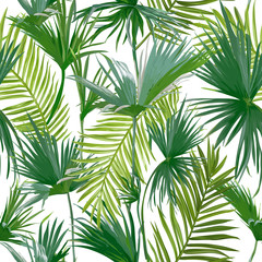Obraz na płótnie Canvas Tropical Palm Leaves, Jungle Leaves Seamless Vector Floral Pattern Background