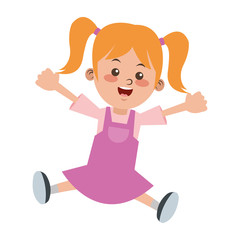 cute girl student elementary cheerful vector illustration