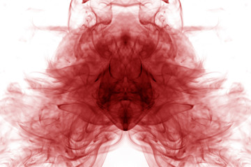 Toxic fumes movement on a white background..Red smoke movement on a white background.