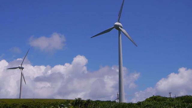 Wind farm of Yonaguni Island (与那国島 風力発電所) in Okinawa, Japan.