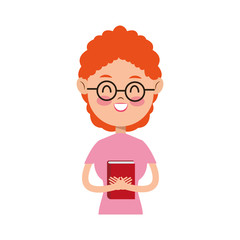 cute girl student elementary cheerful vector illustration
