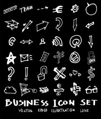 Business set sketch vector ink doodle on chalkboard eps10