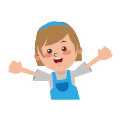 cute girl student elementary cheerful vector illustration