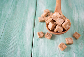 brown sugar on trquoise background