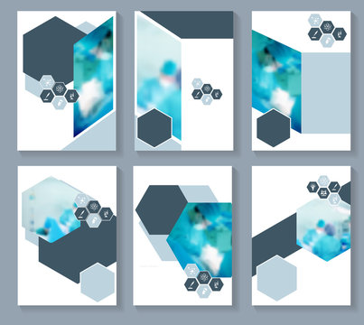 Business magazine cover layout design with blurred background team surgeon at work in operating room concept in A4 size