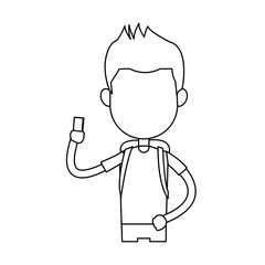 cartoon young boy student avatar vector illustration