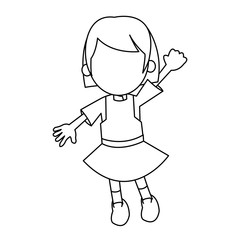 happy girl cartoon character fun vector illustration
