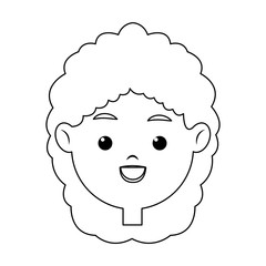 portrait pretty little girl happy outline vector illustration