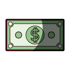 colorful silhouette of dollar bill with thick contour vector illustration