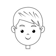 head face boy smiling character line vector illustration