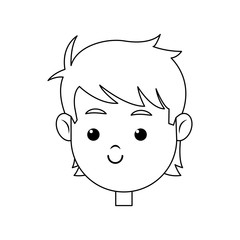 Obraz premium head face boy smiling character line vector illustration