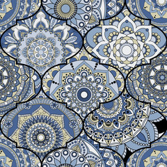 Patchwork pattern. Vintage decorative elements. Hand drawn background. Islam, Arabic, Indian, ottoman motifs. Perfect for printing on fabric or paper.