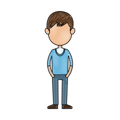 cartoon young boy student avatar vector illustration