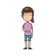 funny character girl student school people vector illustration