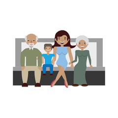 mother single grandparents son vector icon illustration
