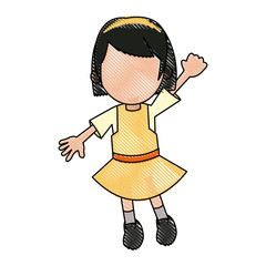 happy girl cartoon character fun vector illustration