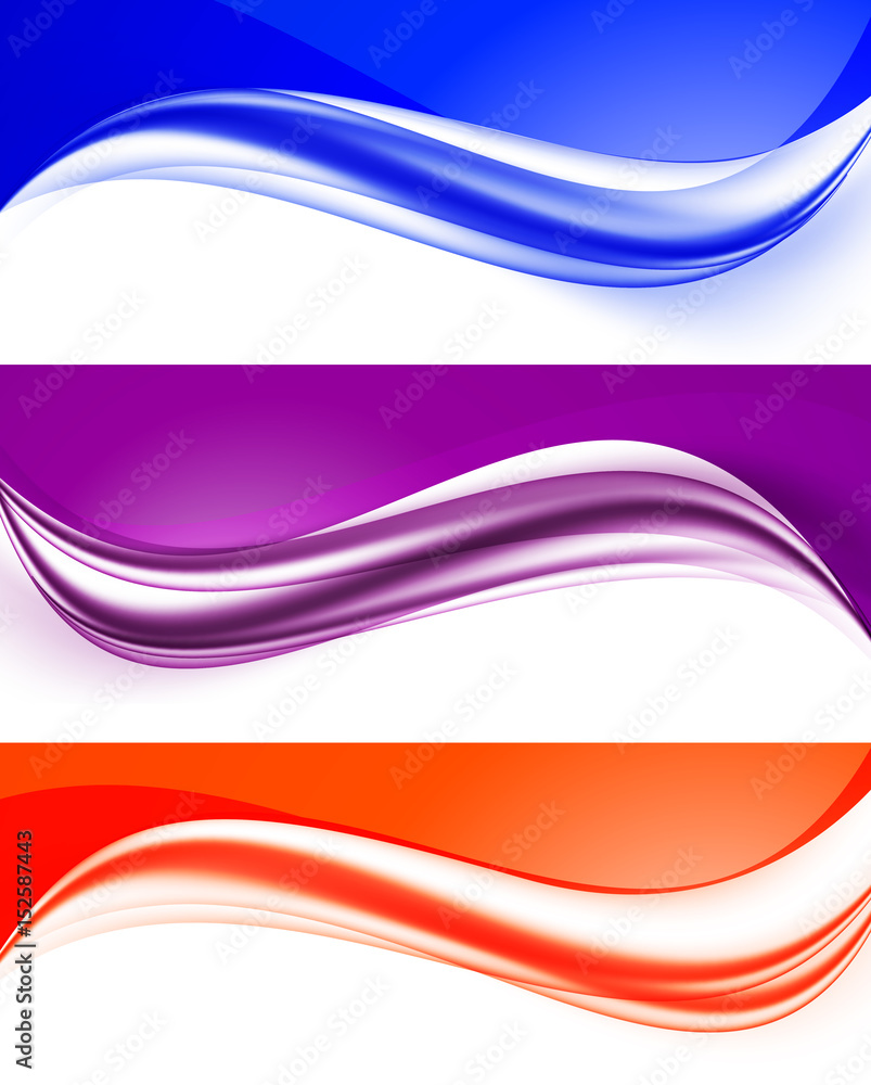 Poster abstract curved wavy lines set