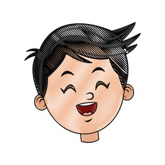 drawing head face smiling child character vector illustration