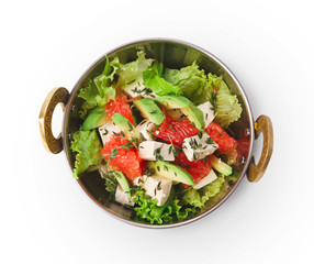 Vegetarian indian restaurant dish, fresh salad isolated
