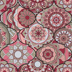 Patchwork pattern. Vintage decorative elements. Hand drawn background. Islam, Arabic, Indian, ottoman motifs. Perfect for printing on fabric or paper.