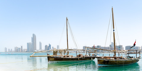 Fototapeta na wymiar Fishing boats in Abu Dhabi, UAE