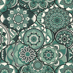 Patchwork pattern. Vintage decorative elements. Hand drawn background. Islam, Arabic, Indian, ottoman motifs. Perfect for printing on fabric or paper.