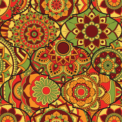 Patchwork pattern. Vintage decorative elements. Hand drawn background. Islam, Arabic, Indian, ottoman motifs. Perfect for printing on fabric or paper.