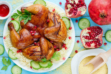 Roast chicken with couscous