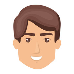 white background of smiling man face with short wavy hairstyle vector illustration