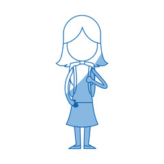 character girl student people line vector illustration
