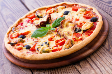 Italian Pizza with seafood.